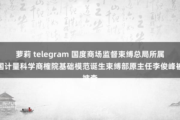 萝莉 telegram 国度商场监督束缚总局所属中国计量科学商榷院基础模范诞生束缚部原主任李俊峰被查