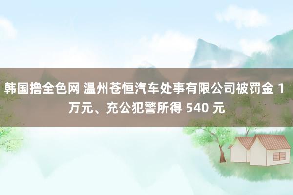 韩国撸全色网 温州苍恒汽车处事有限公司被罚金 1 万元、充公犯警所得 540 元