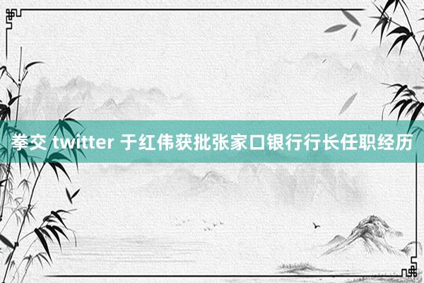 拳交 twitter 于红伟获批张家口银行行长任职经历