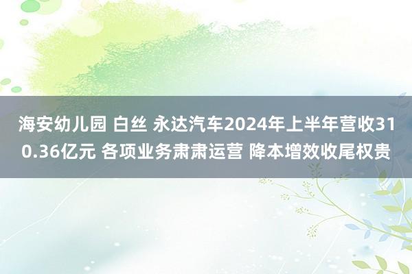 海安幼儿园 白丝 永达汽车2024年上半年营收310.36亿元 各项业务肃肃运营 降本增效收尾权贵