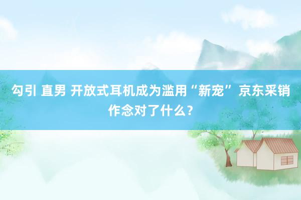 勾引 直男 开放式耳机成为滥用“新宠” 京东采销作念对了什么？