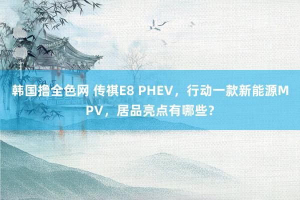 韩国撸全色网 传祺E8 PHEV，行动一款新能源MPV，居品亮点有哪些？