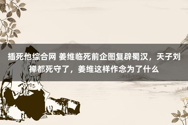 插死他综合网 姜维临死前企图复辟蜀汉，天子刘禅都死守了，姜维这样作念为了什么