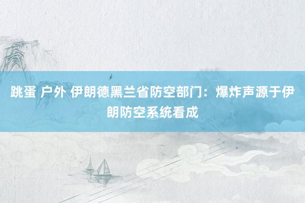 跳蛋 户外 伊朗德黑兰省防空部门：爆炸声源于伊朗防空系统看成