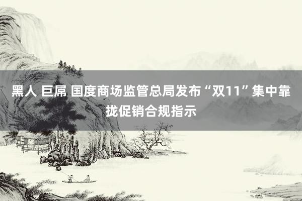 黑人 巨屌 国度商场监管总局发布“双11”集中靠拢促销合规指示