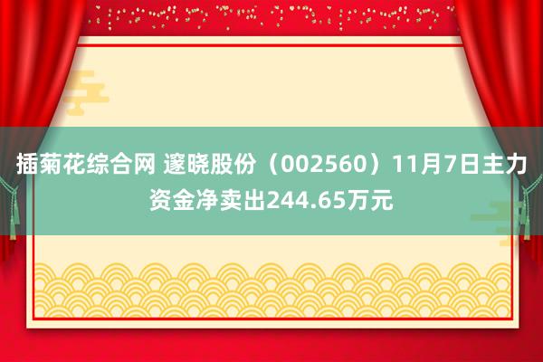 插菊花综合网 邃晓股份（002560）11月7日主力资金净卖出244.65万元