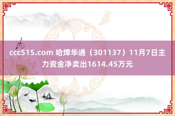 ccc515.com 哈焊华通（301137）11月7日主力资金净卖出1614.45万元