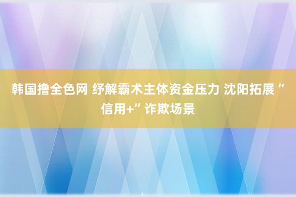 韩国撸全色网 纾解霸术主体资金压力 沈阳拓展“信用+”诈欺场景