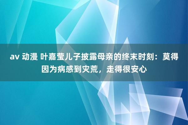 av 动漫 叶嘉莹儿子披露母亲的终末时刻：莫得因为病感到灾荒，走得很安心