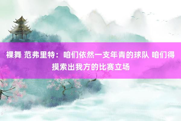 裸舞 范弗里特：咱们依然一支年青的球队 咱们得摸索出我方的比赛立场