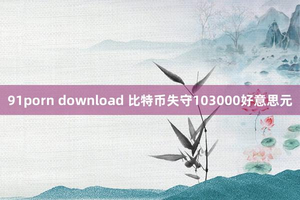 91porn download 比特币失守103000好意思元