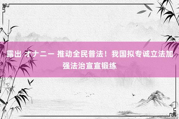 露出 オナニー 推动全民普法！我国拟专诚立法加强法治宣宣锻练