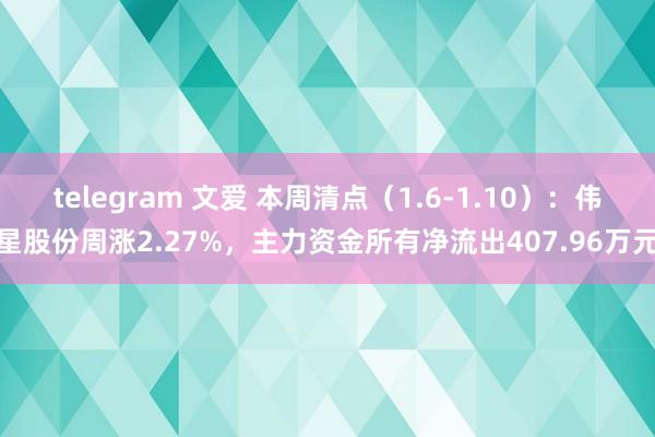 telegram 文爱 本周清点（1.6-1.10）：伟星股份周涨2.27%，主力资金所有净流出407.96万元