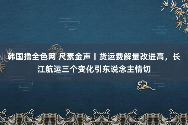 韩国撸全色网 尺素金声丨货运费解量改进高，长江航运三个变化引东说念主情切