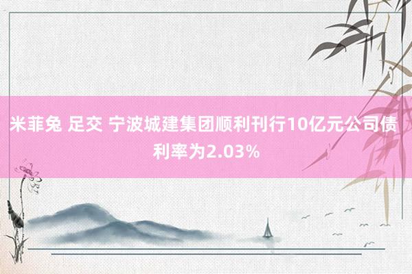 米菲兔 足交 宁波城建集团顺利刊行10亿元公司债 利率为2.03%